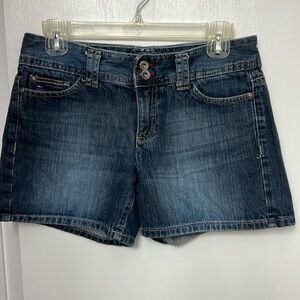 Tommy Hilfiger Jean shorts,  distressed markings, Sz 2, 4 1/2” inseam